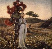 Richard Bergh Knight and The virgin oil painting artist